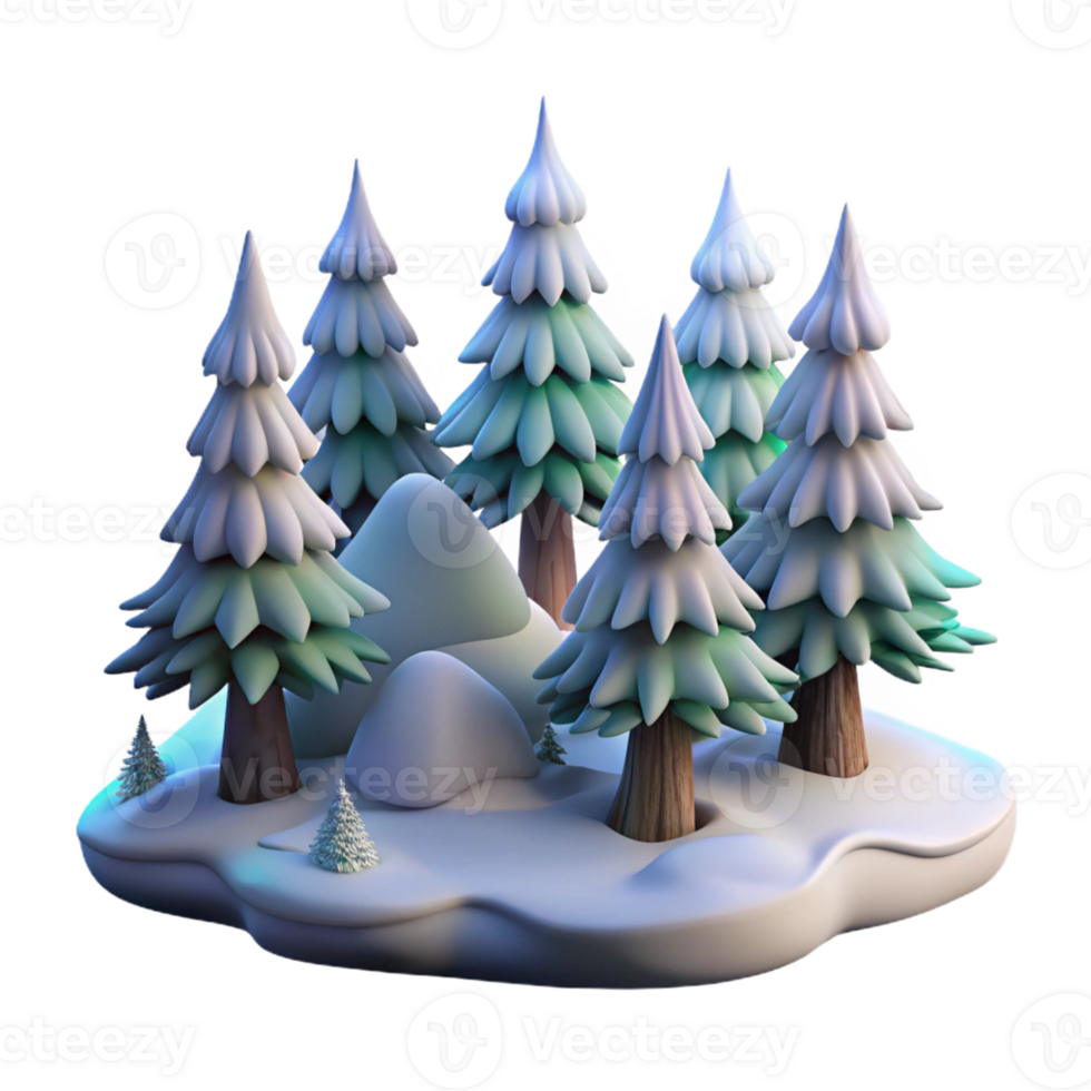 stunning rustic A snow-covered pine forest, soft diffused light, winter landscape painting professional png