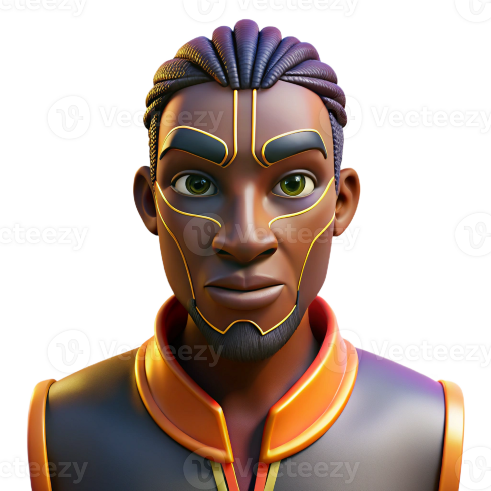 beautiful abstract Portrait of a man with a traditional African mask, lit by dramatic, theatrical lighting, in an Afrocentric style premium png