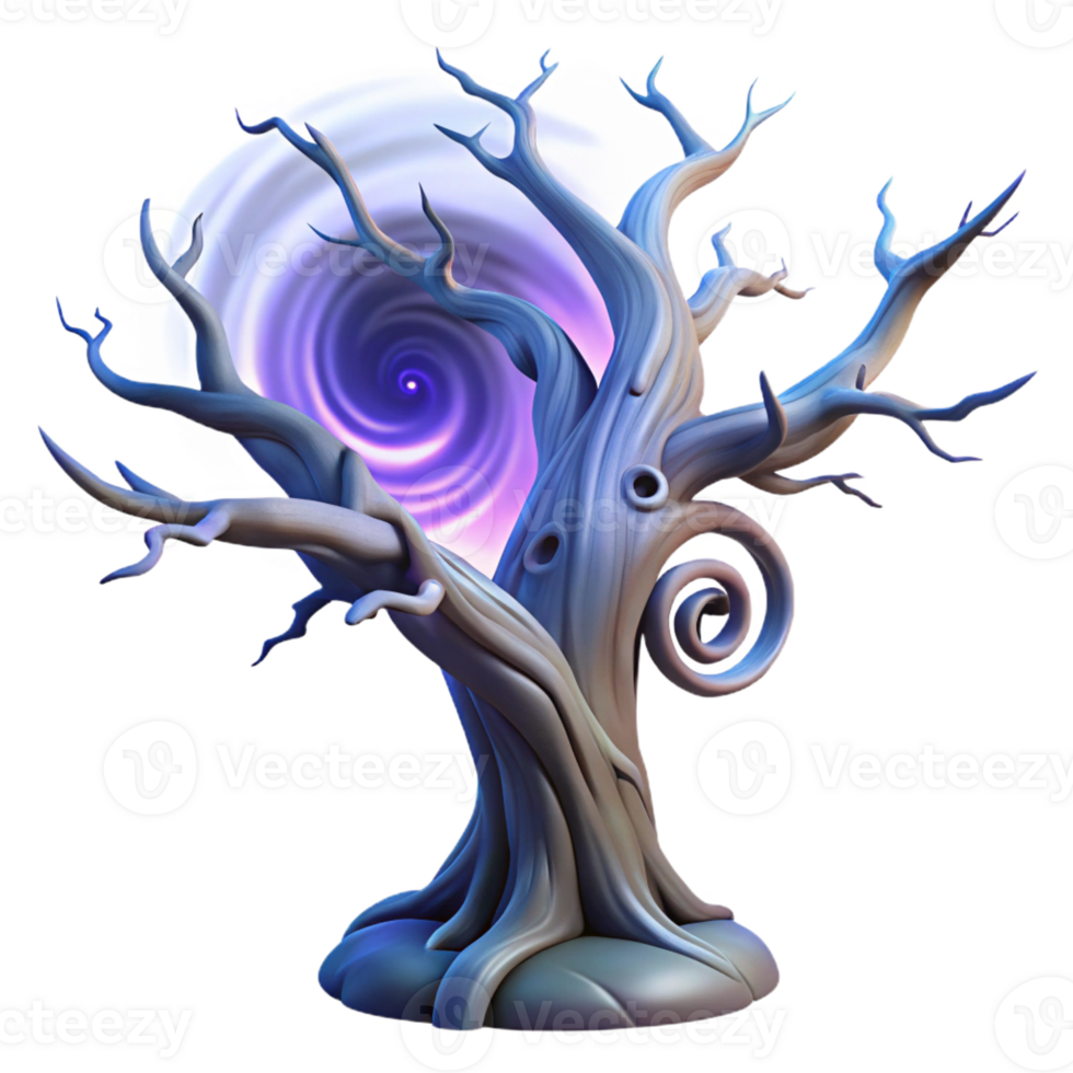 dramatic modern A withered, ancient tree, its branches reaching towards a swirling vortex of souls, lit by the ghostly glow of the afterlife. Brom, dark fantasy, ethereal premium png