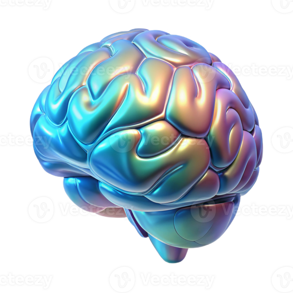 beautiful minimalist A holographic projection of a human brain rotating, intricate details, medical illustration style exclusive png