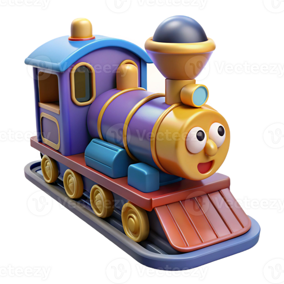 wonderful artistic A cartoon train chugging along a railroad track, scenic countryside and bright sunlight illuminating the scene, rendered in a classic cartoon style high quality png
