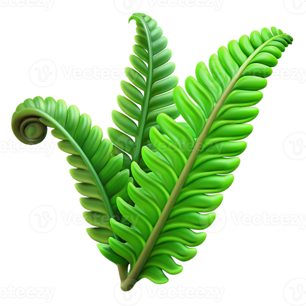 dramatic contemporary A lush, green fern unfurling in a beam of dappled sunlight, hyperrealistic style, intricate details of the plant's structure visible exclusive png
