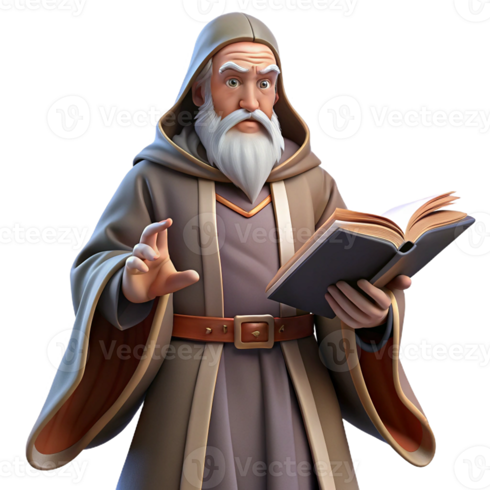 stunning rustic A wise old wizard with a long, flowing white beard and intricate robes, casting a spell from an ancient tome. Moody, atmospheric lighting. Renaissance painting style genuine png