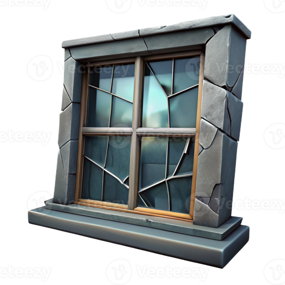 stunning traditional A broken window in an abandoned building, urban decay theme, dim overcast light, gritty realism high resolution png