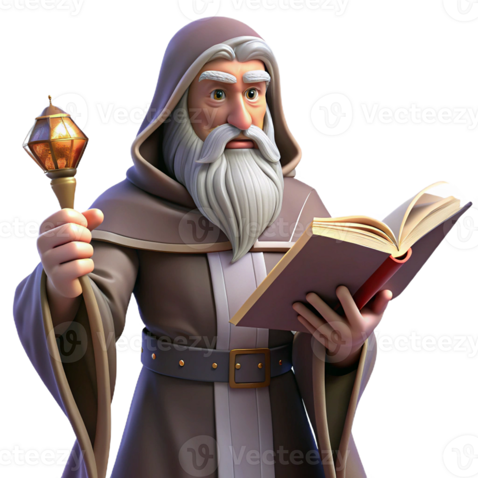 beautiful vintage A wise old wizard with a long, flowing white beard and intricate robes, casting a spell from an ancient tome. Moody, atmospheric lighting. Renaissance painting style 4K png