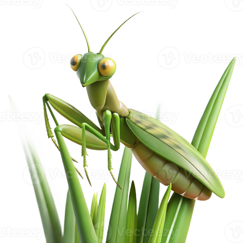 extraordinary vintage A praying mantis perched on a blade of grass, macro photography style, sharp focus on intricate details exclusive png