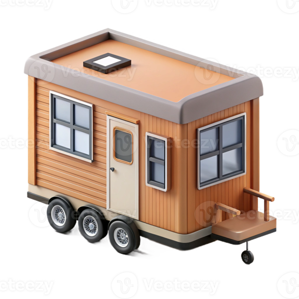 vibrant creative Tiny house on wheels, compact design, sustainable features, minimalist style detailed png