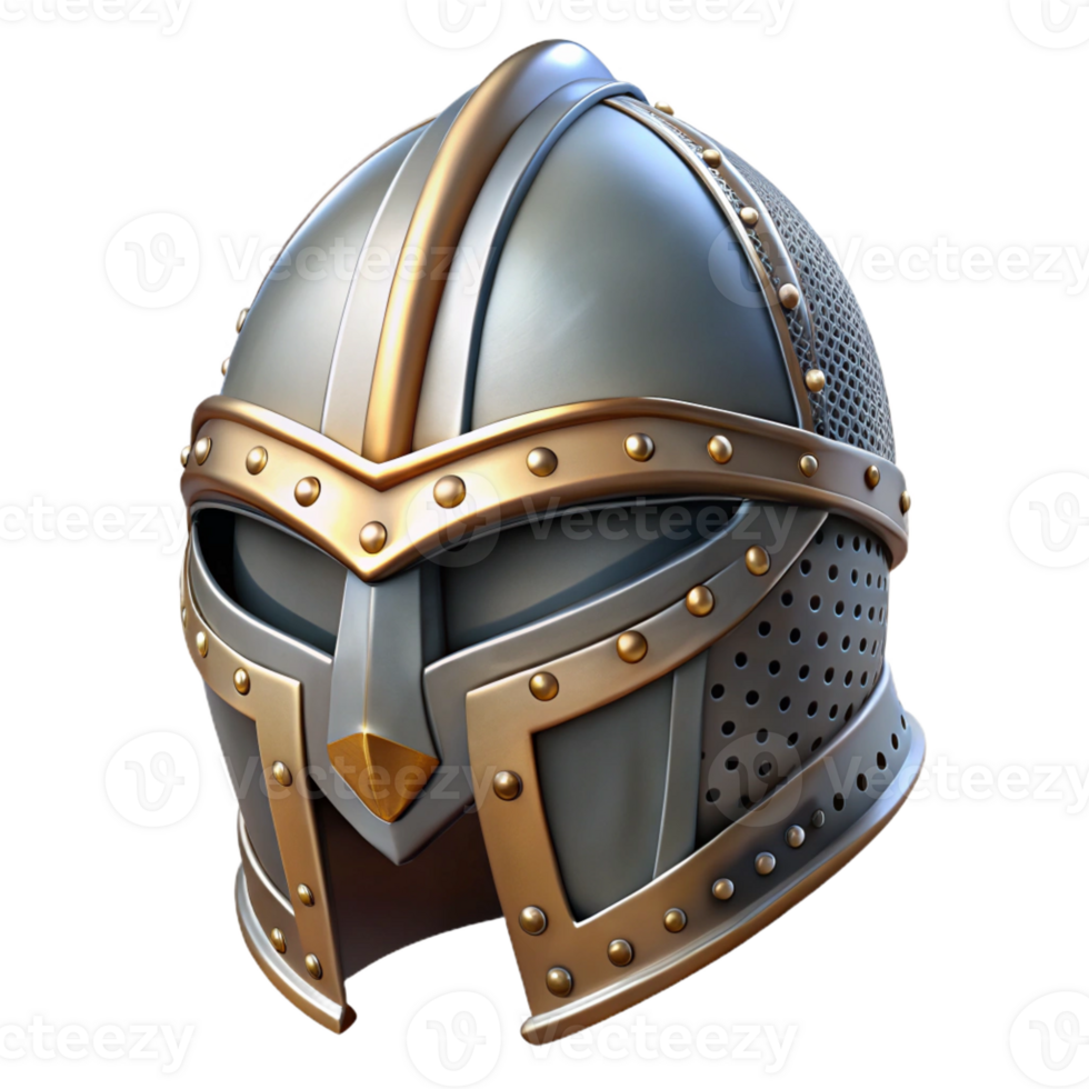 elegant artistic A medieval knight's helmet, intricate metalwork, realistic detail, soft lighting original png