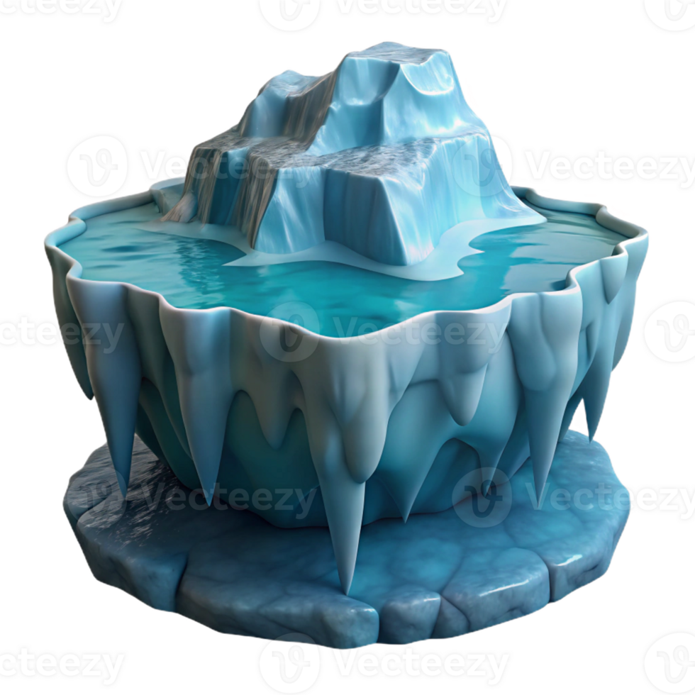 stunning traditional A melting glacier calving into the ocean, dramatic and impactful, photorealistic style genuine png