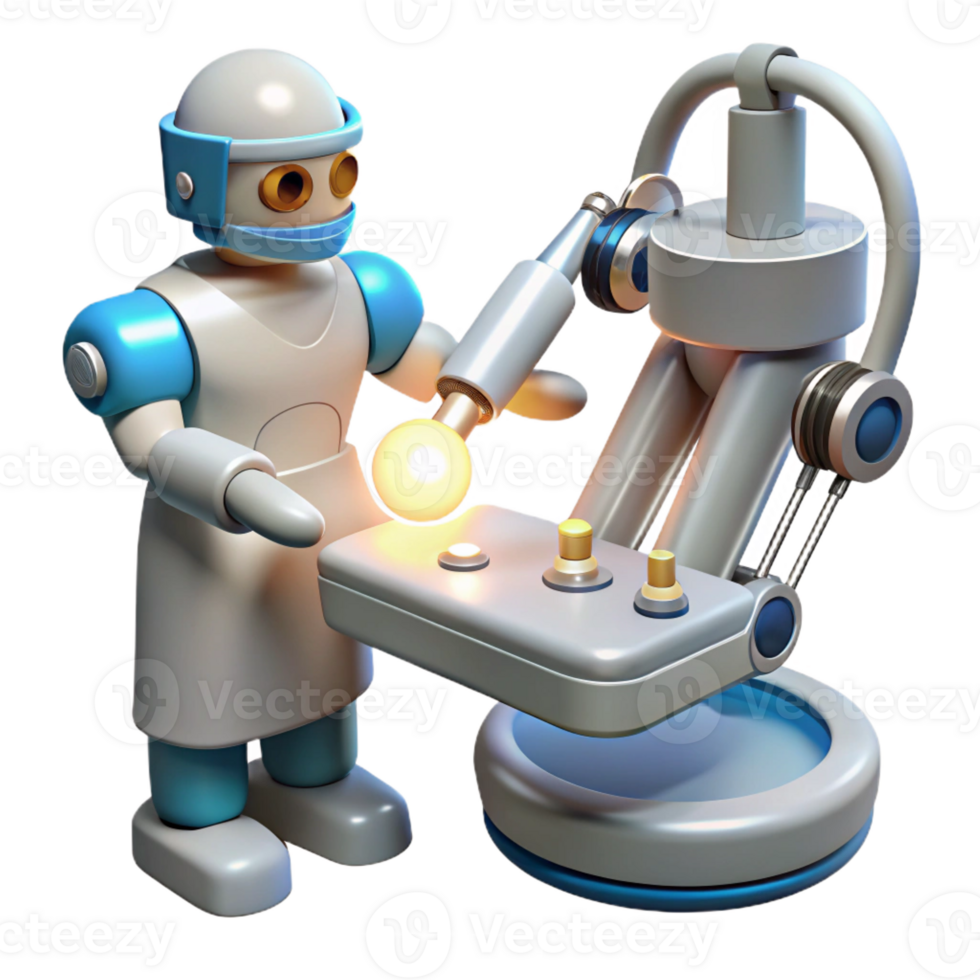 wonderful artistic A robotic surgeon performing a delicate operation using microscopic nanobots, illuminated by focused beams of light. Photorealistic style high quality png
