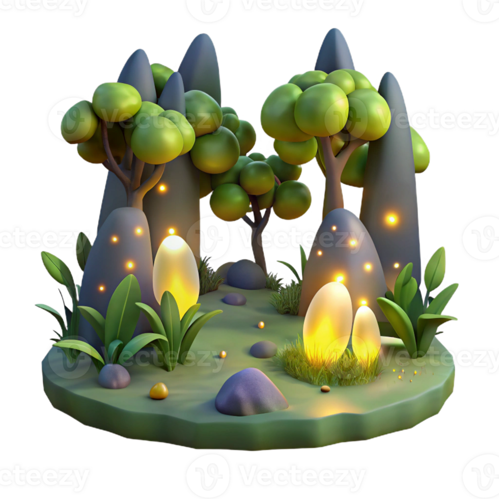 magnificent contemporary A group of fireflies glowing in a dark forest, ethereal lighting, fantasy art style genuine png