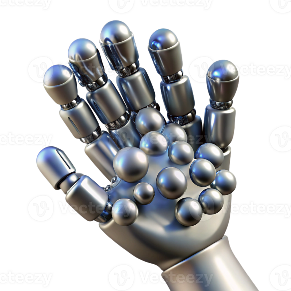 dramatic abstract A swarm of nanobots forming the shape of a human hand reaching out, metallic texture, lit by a single bright white light source high resolution png