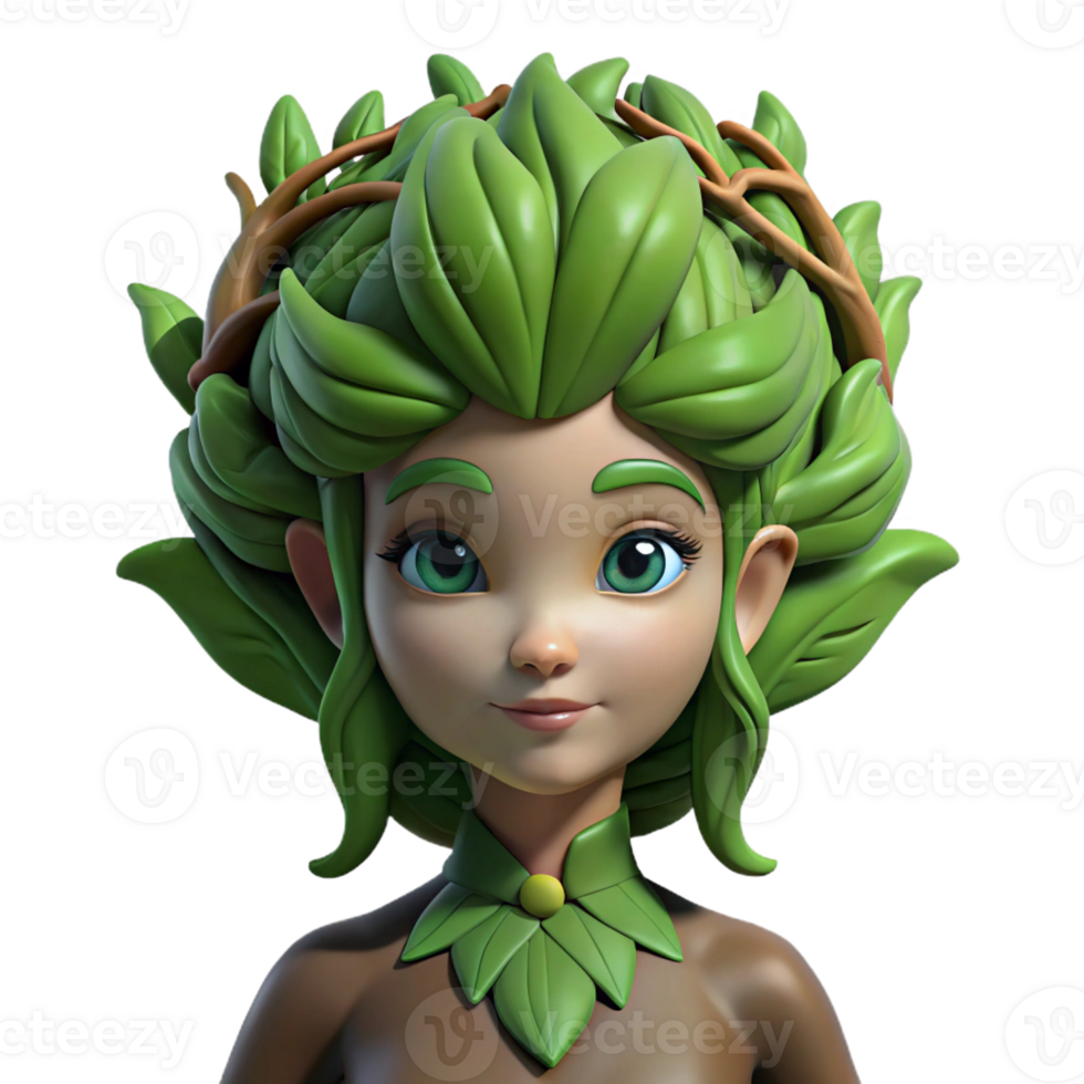 serene vintage A beautiful dryad with bark-like skin and leafy hair, merging with a giant oak tree. Soft, green lighting. Fantasy realism style high resolution png