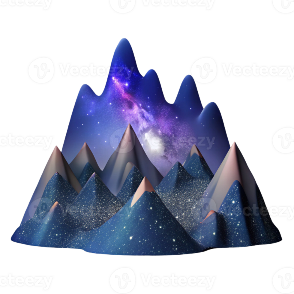 stunning vintage A mountain range silhouetted against a vibrant starry sky, panoramic view, astrophotography style original png
