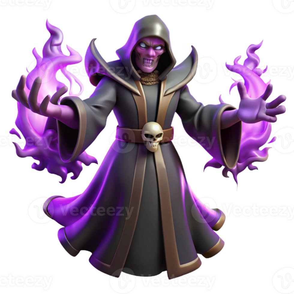 impressive abstract A sinister warlock casting a dark spell, his hands wreathed in purple flames, surrounded by swirling shadows. Dramatic, low-key lighting. Gothic horror style original png