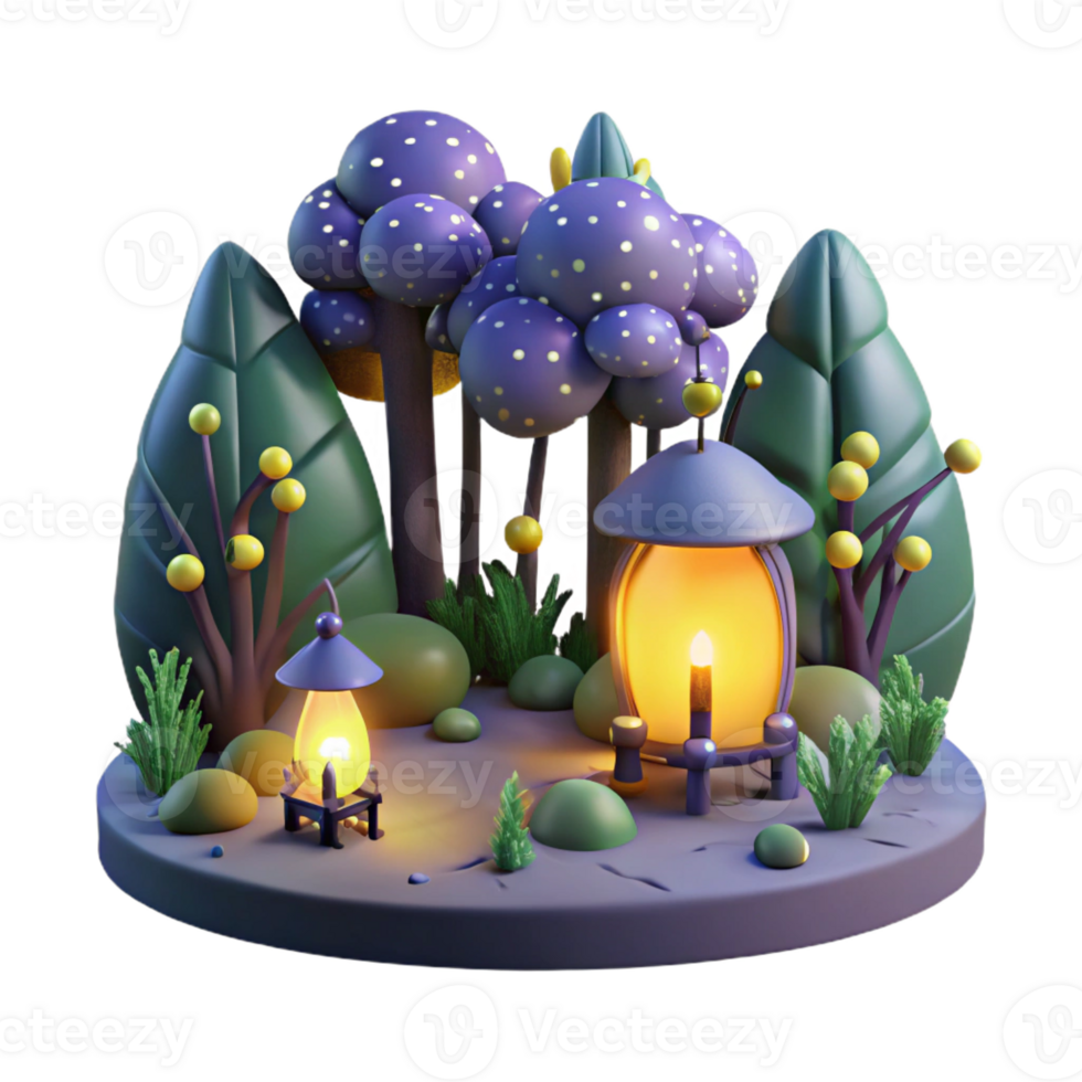 beautiful traditional A group of fireflies illuminating a dark forest, in a magical, ethereal style high quality png