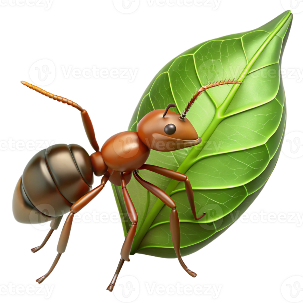 vibrant rustic A single ant carrying a leaf, detailed anatomy, natural light, macro photography style exclusive png