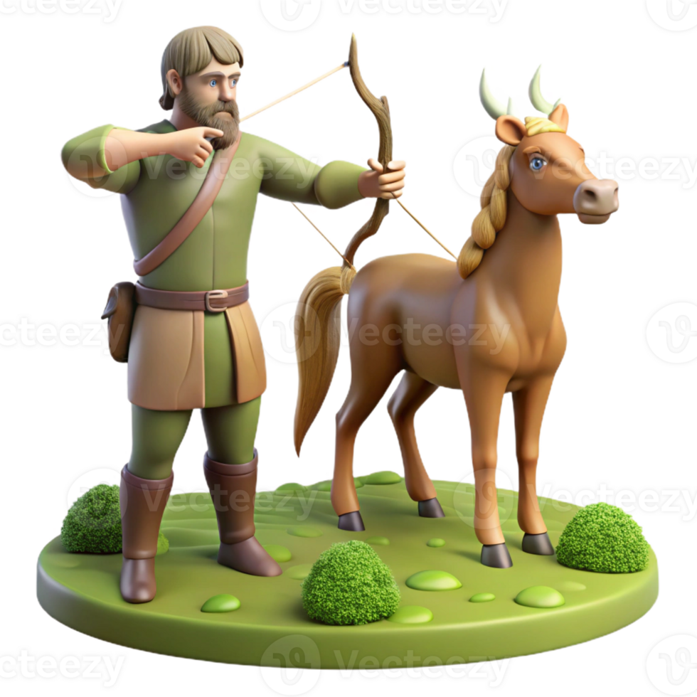 impressive contemporary A wise old centaur teaching a young human archery in a forest clearing. Realistic style, warm lighting original png