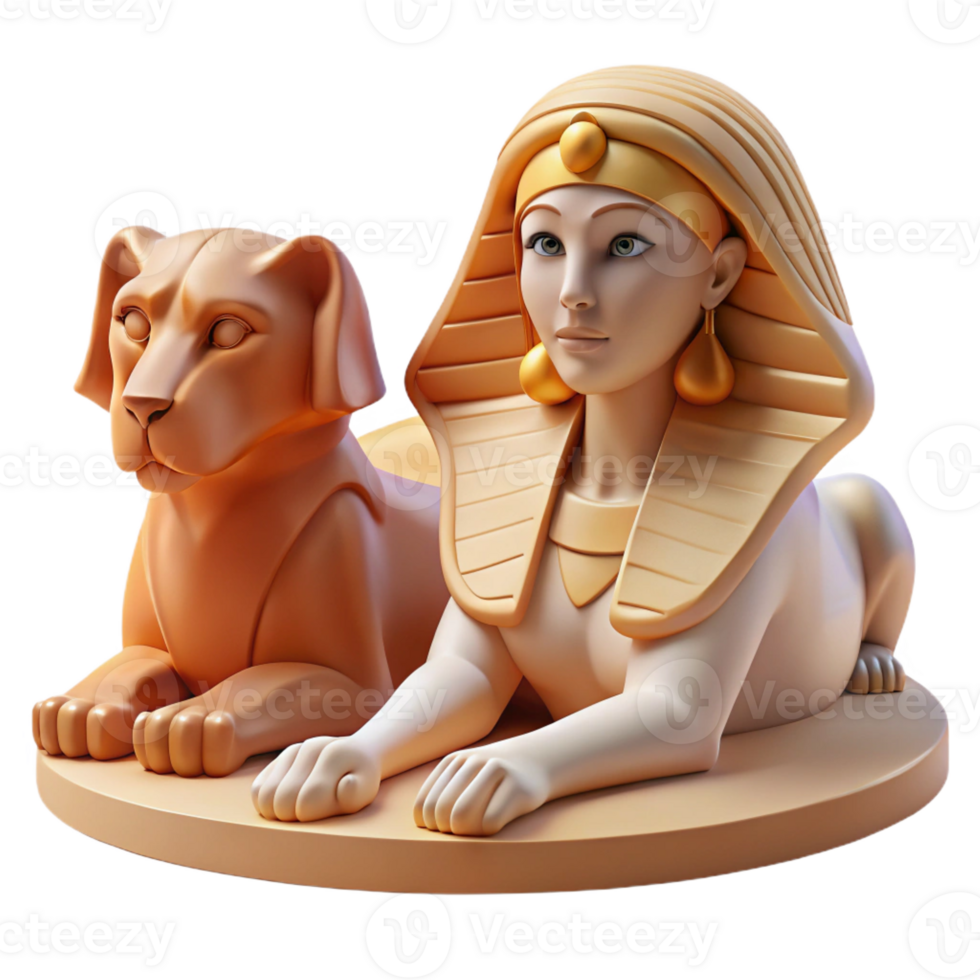 stunning classic A mysterious sphinx with the body of a lion and the head of a woman, gazing into the distance. Surrealism style, soft lighting detailed png