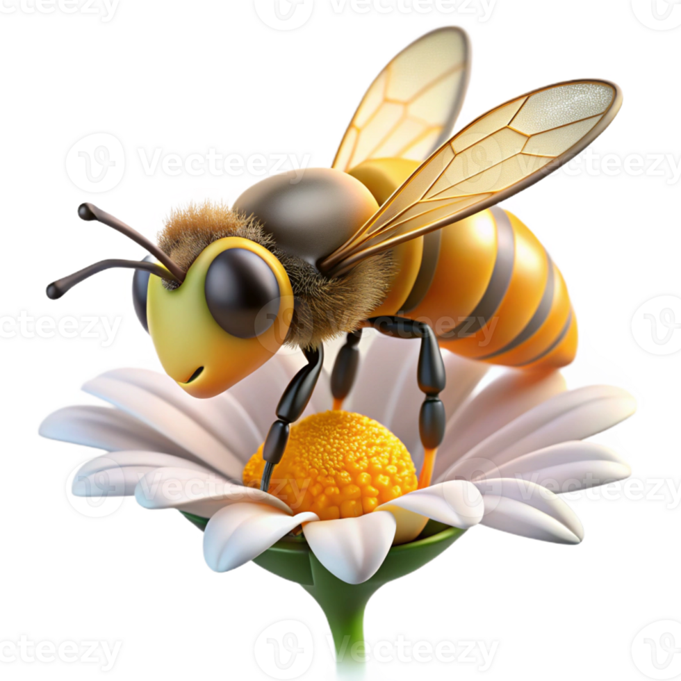 magnificent artistic A close-up of a bee collecting pollen from a flower, macro photography, detailed and vibrant high resolution png
