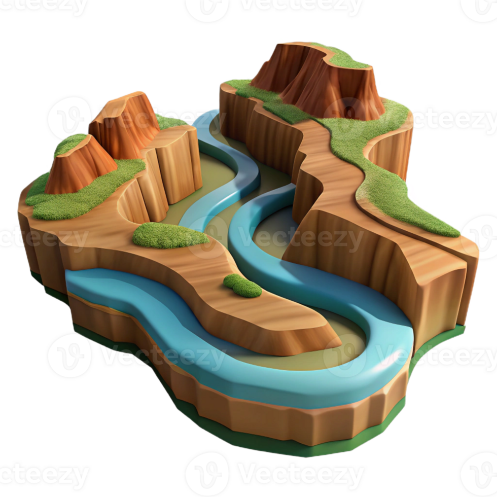 dramatic creative A winding river carving through a canyon, aerial view, vast and expansive landscape 4K png