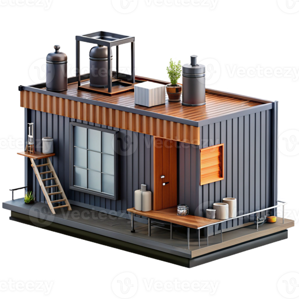 elegant classic Shipping container home, industrial design, upcycled materials, urban setting, modern style 4K png