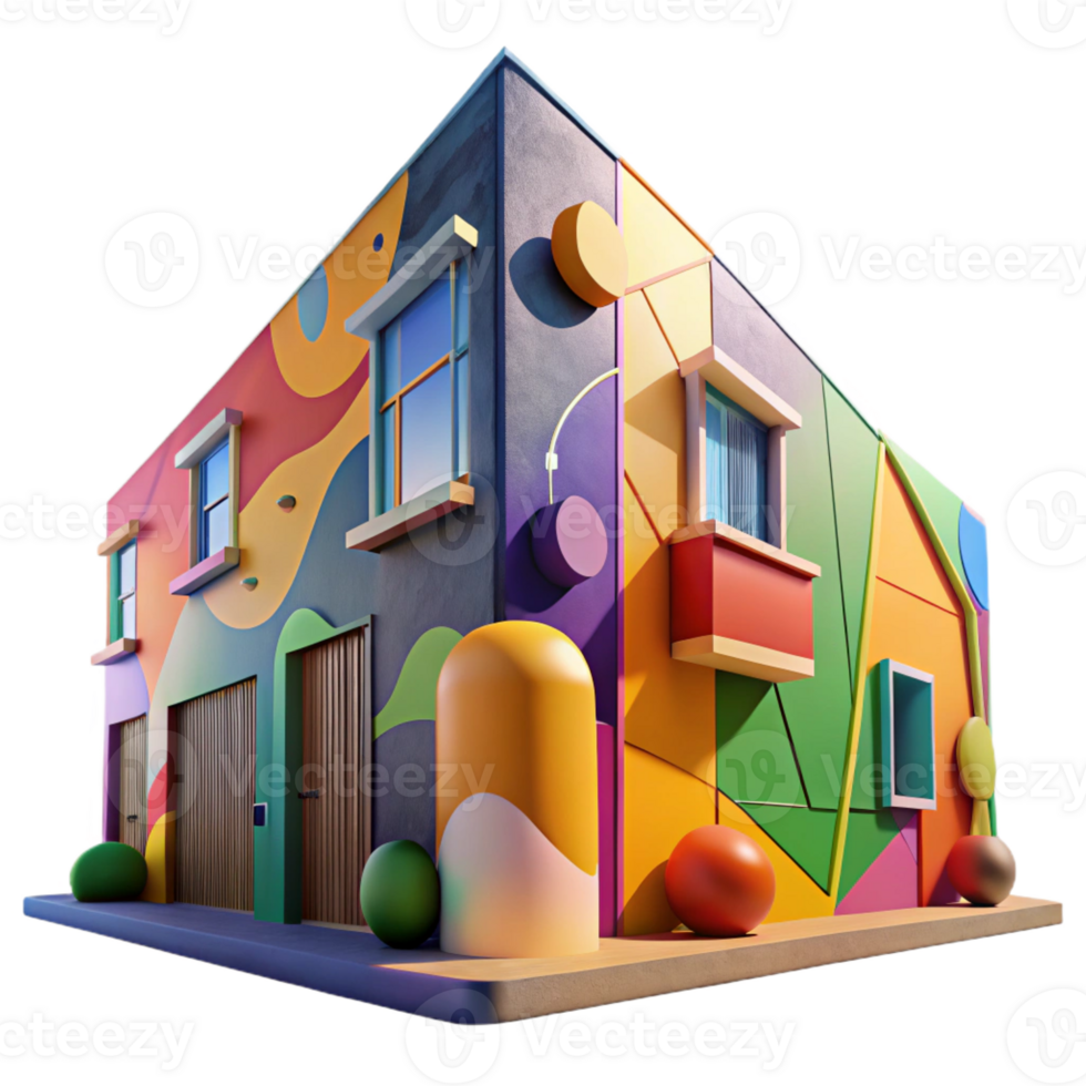 wonderful contemporary A colorful mural painted on the side of a building, street art photography, vibrant colors professional png