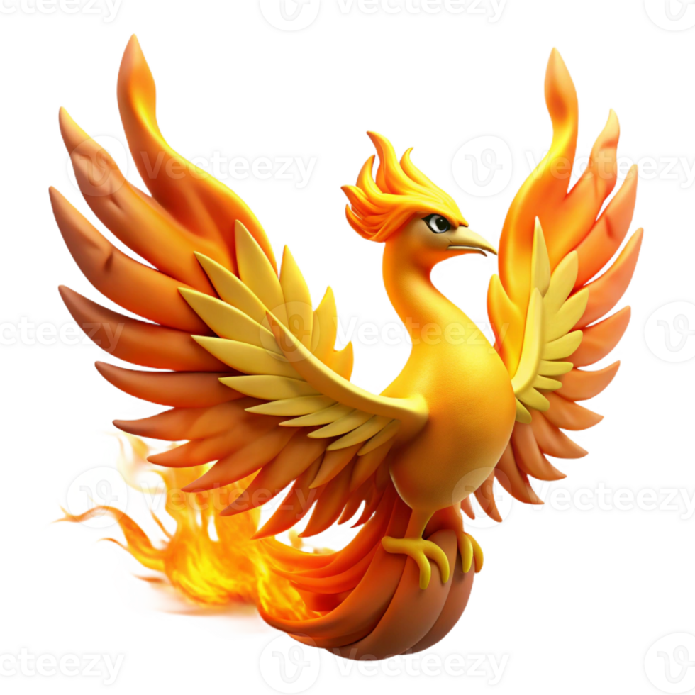 magnificent minimalist A majestic phoenix rising from the ashes, flames swirling around its fiery plumage. Dramatic lighting, vibrant colors 4K png