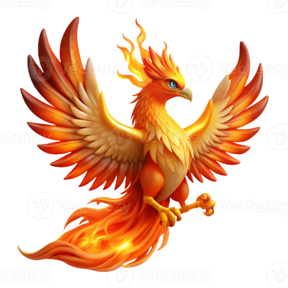 beautiful classic A graceful phoenix rising from the ashes, its feathers ablaze with fire. Epic fantasy style, dramatic lighting 4K png
