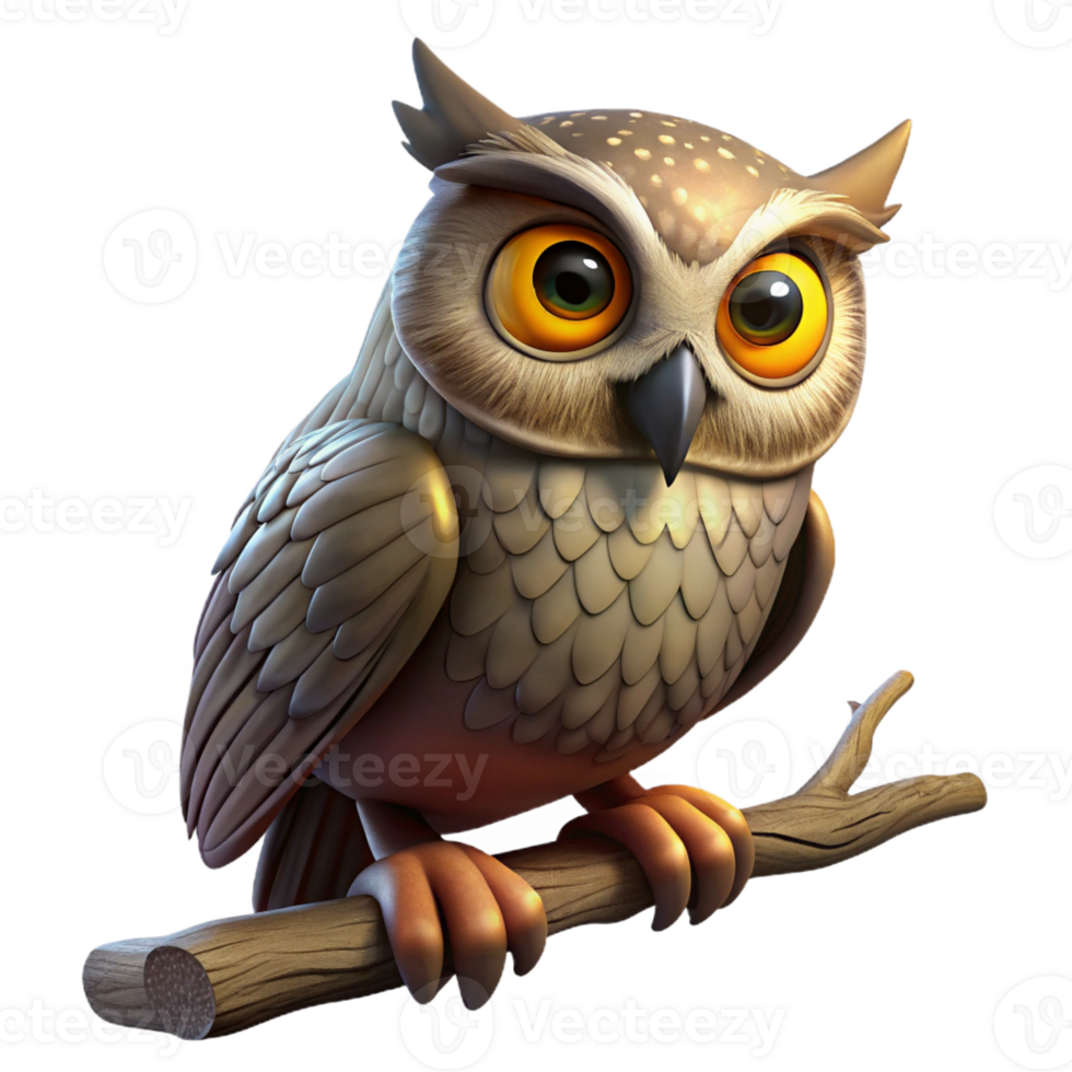 vibrant vintage A wise old owl perched on a branch, dramatic chiaroscuro lighting, oil painting style detailed png