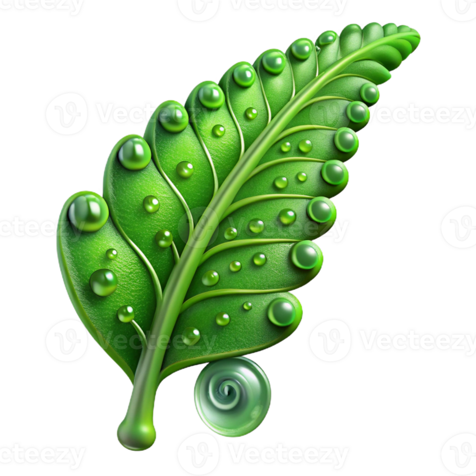 magnificent rustic A lush, green fern frond unfurling, droplets of dew clinging to its delicate surface, soft diffused lighting, botanical illustration style genuine png