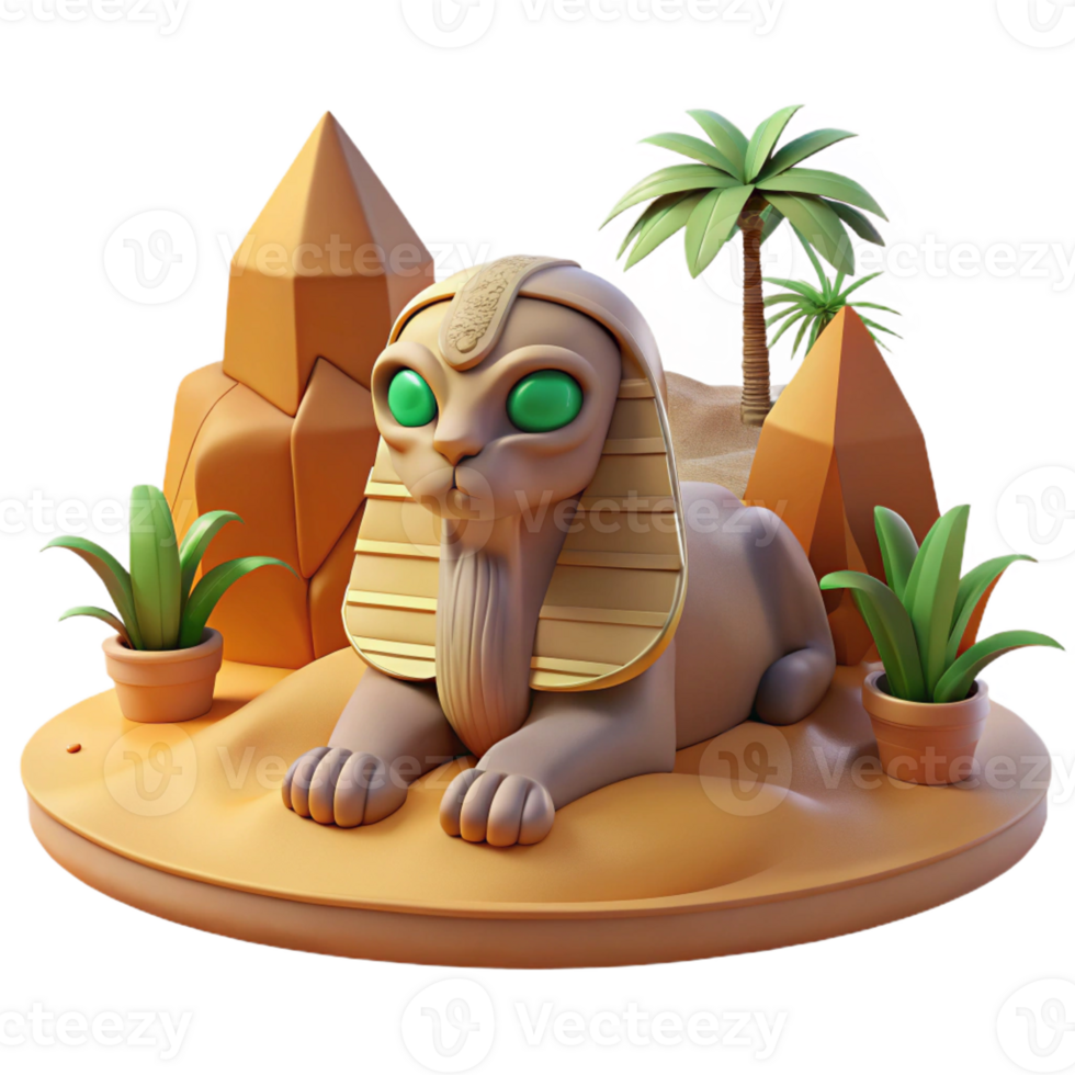 beautiful classic A mysterious sphinx with enigmatic eyes, resting in a desert oasis. Harsh, midday sunlight. Surreal style exclusive png