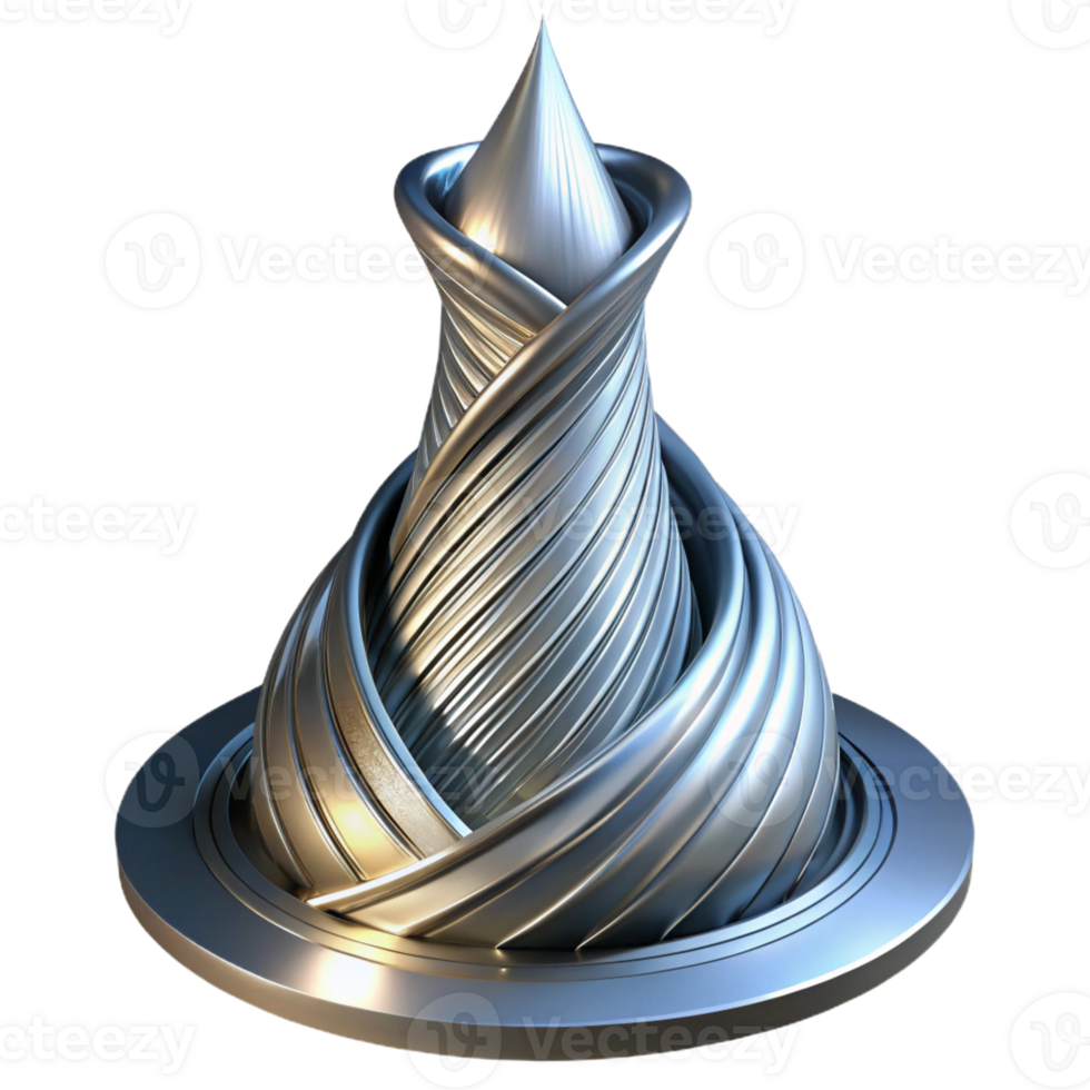 magnificent vintage A swirling, gravity-defying skyscraper made of polished chrome, reflecting the city lights below, cyberpunk style high quality png
