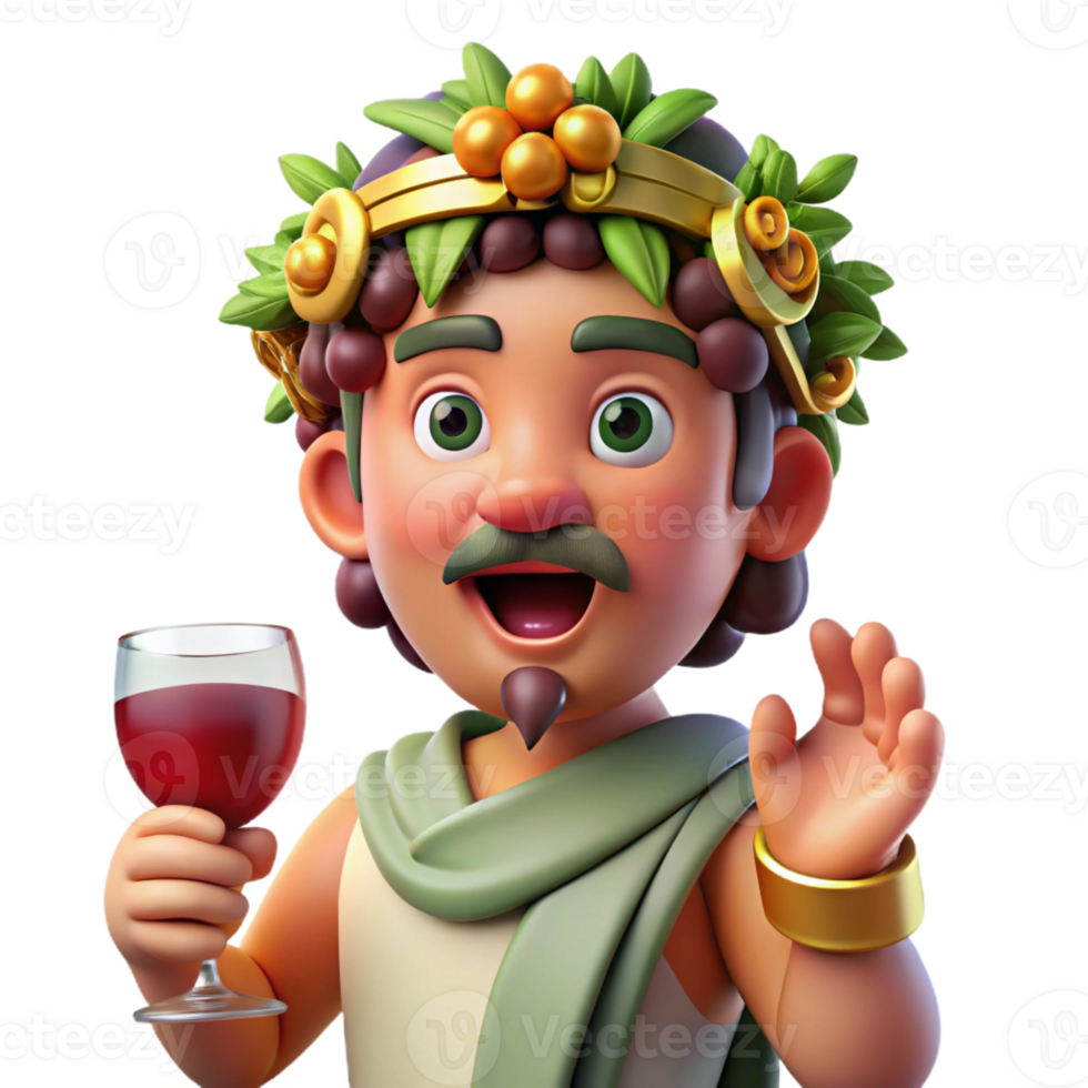 wonderful abstract A drunken Dionysus with a crown of ivy and a wine-filled goblet, surrounded by revelers. Baroque style. Festive, warm lighting premium png