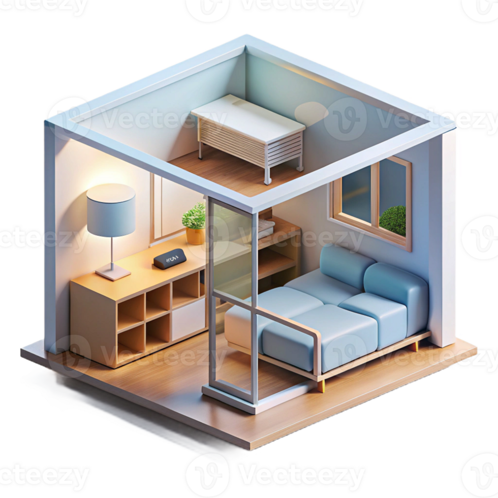 impressive minimalist Microscale housing unit, compact design, multifunctional furniture, minimalist style exclusive png