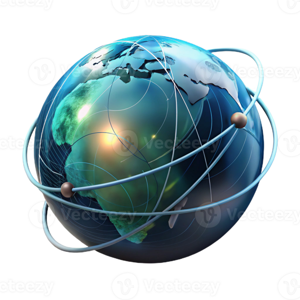 vibrant minimalist A holographic projection of Earth rotating slowly, lines of data streaming across its surface, dark, dramatic lighting, futuristic style genuine png