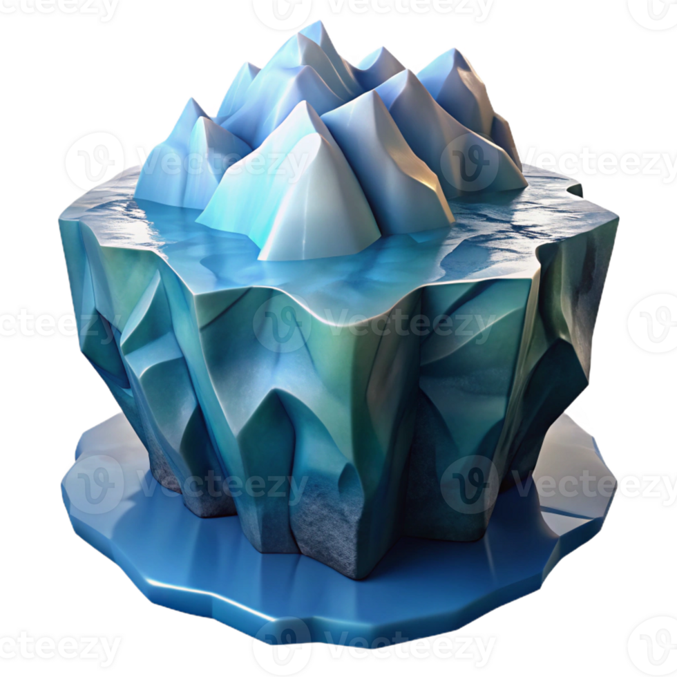 impressive contemporary A melting glacier calving into the ocean, dramatic and impactful, photorealistic style premium png