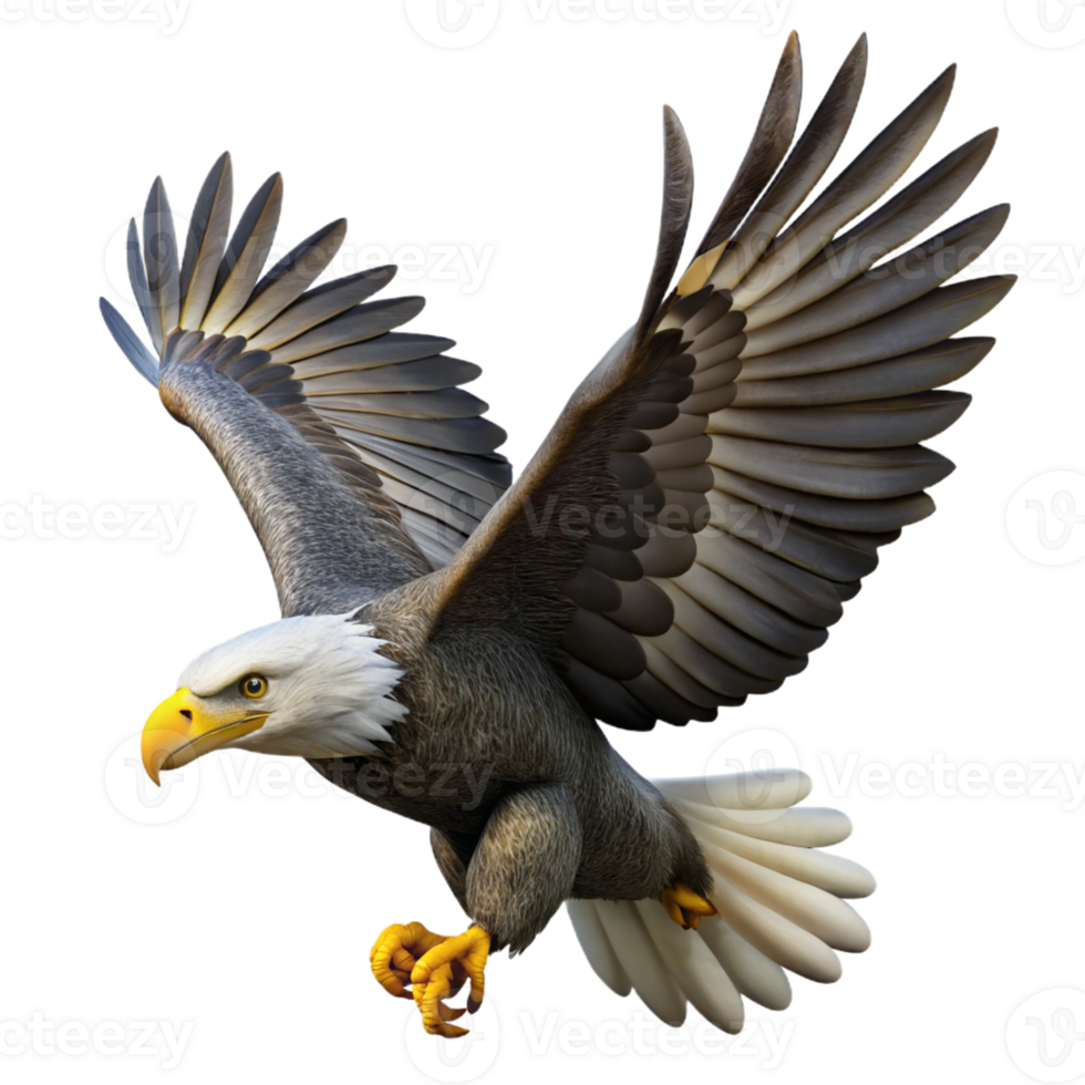 magnificent traditional A majestic bald eagle soaring through the air, talons outstretched, with a powerful, wildlife photography style exclusive png