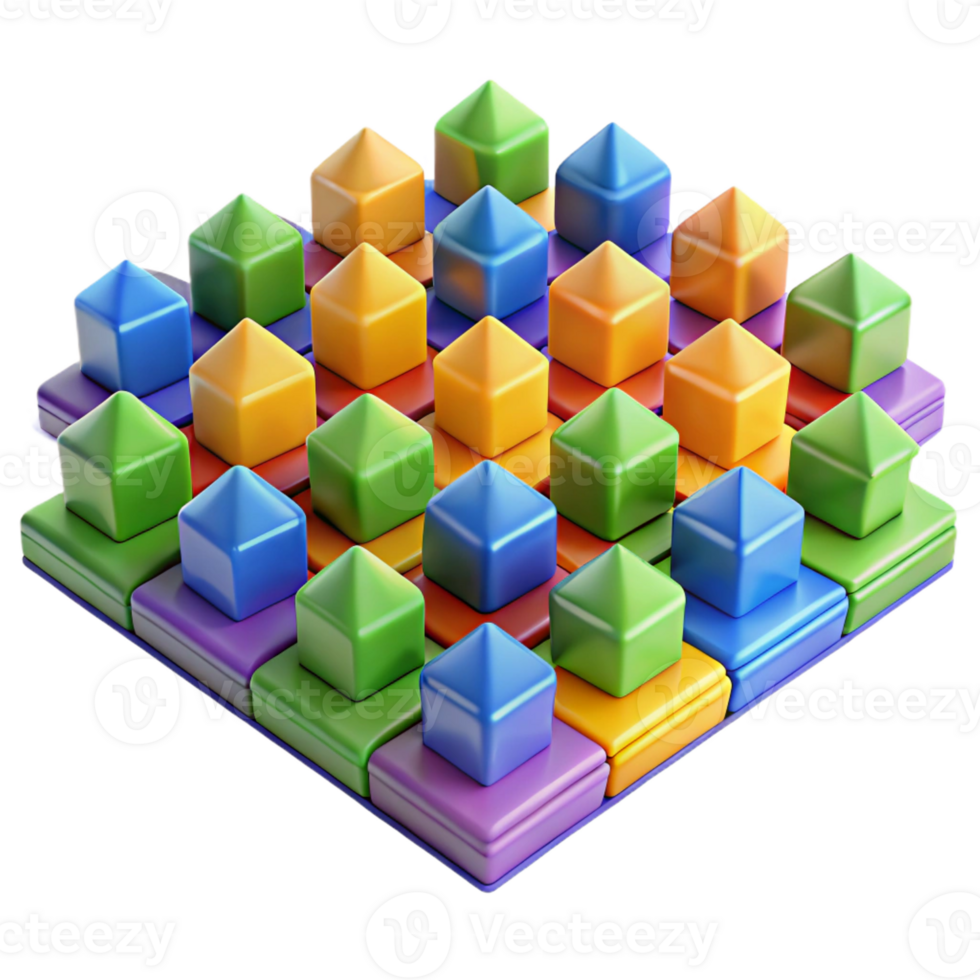 extraordinary classic A field of colorful, geometric shapes arranged in a tessellated pattern, with sharp lines and vibrant hues high quality png