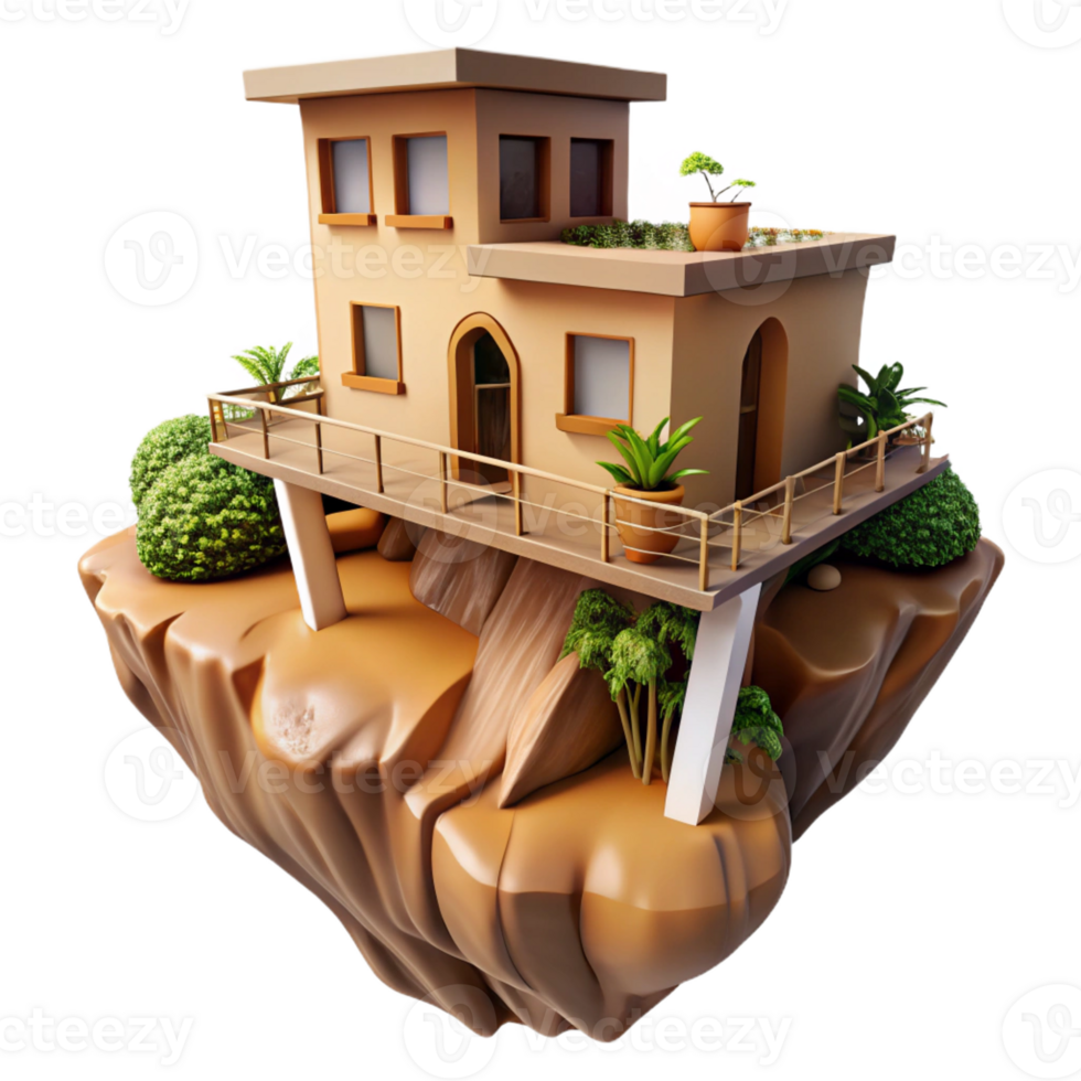 extraordinary abstract Organic architecture, house built into a cliff face, natural materials, earthy tones, sustainable style 4K png