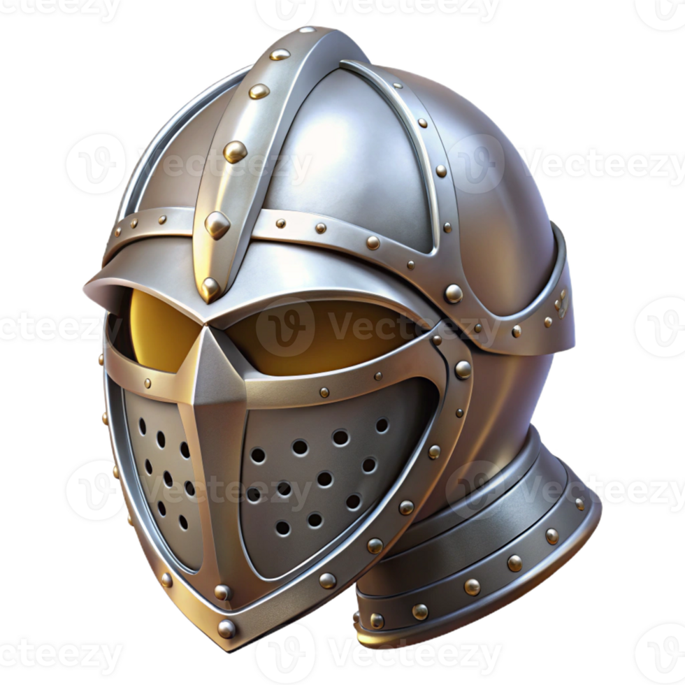 serene artistic A medieval knight's helmet, intricate metalwork, realistic detail, soft lighting 4K png