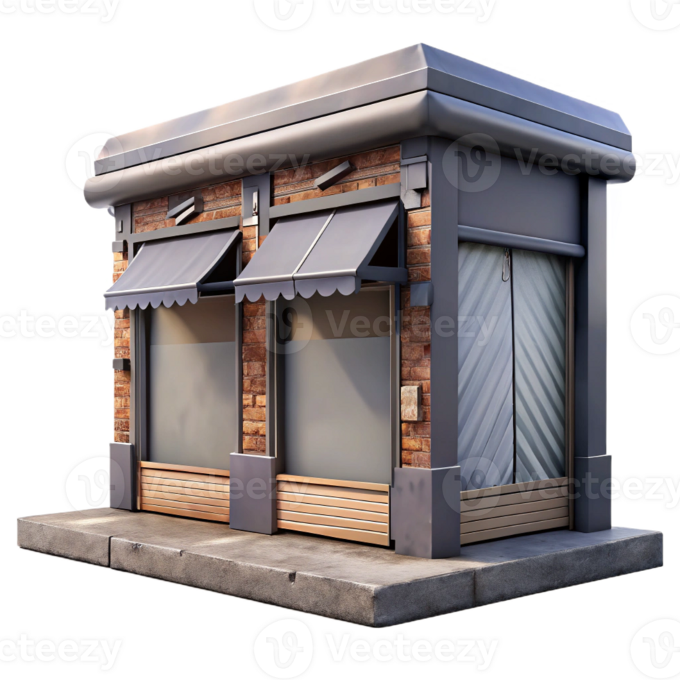 impressive modern A closed storefront with graffiti and boarded-up windows, urban decay, dim lighting, gritty realism authentic png