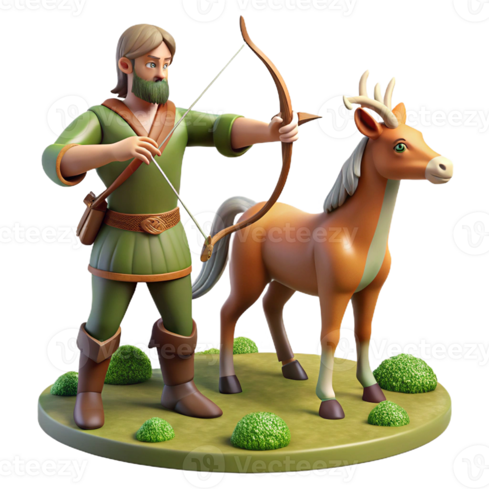 impressive artistic A wise old centaur teaching a young human archery in a forest clearing. Realistic style, warm lighting detailed png