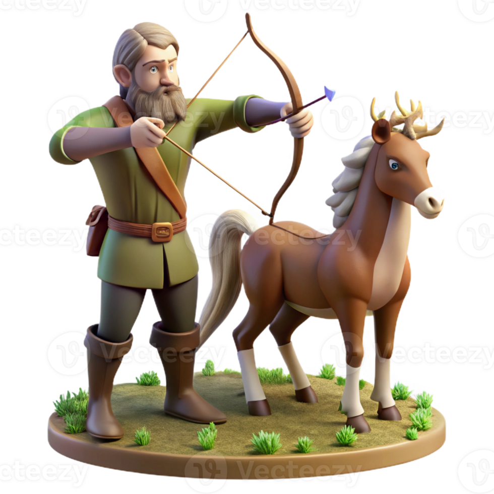 serene classic A wise old centaur teaching a young human archery in a forest clearing. Realistic style, warm lighting exclusive png