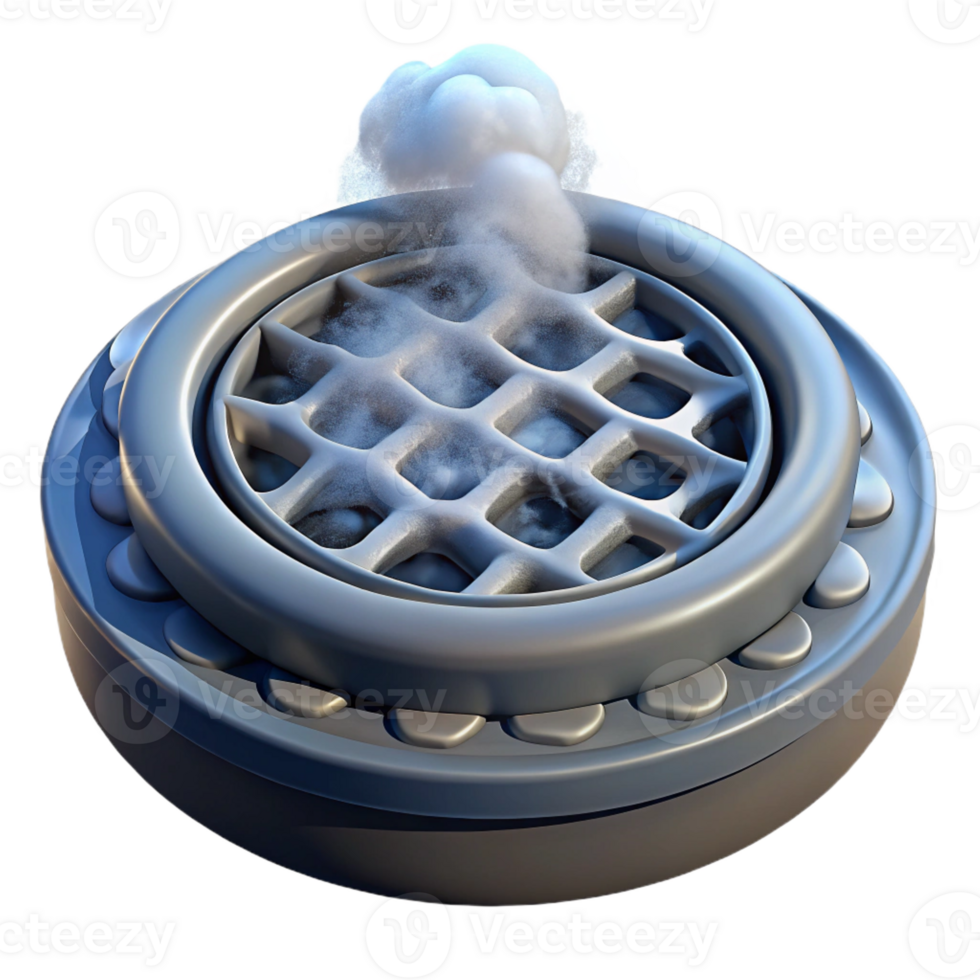 magnificent abstract A close-up of a steaming manhole cover in winter, urban grit style, cold, bluish light professional png