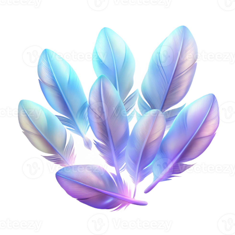 vibrant contemporary A field of floating, translucent feathers, illuminated by a soft, ethereal glow, in a mystical, romantic style authentic png