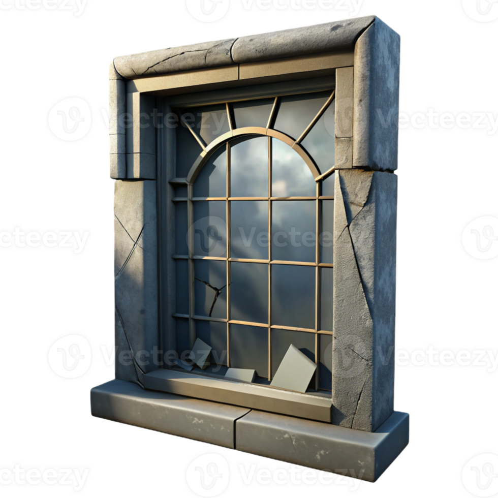 serene abstract A broken window in an abandoned building, urban decay theme, dim overcast light, gritty realism original png