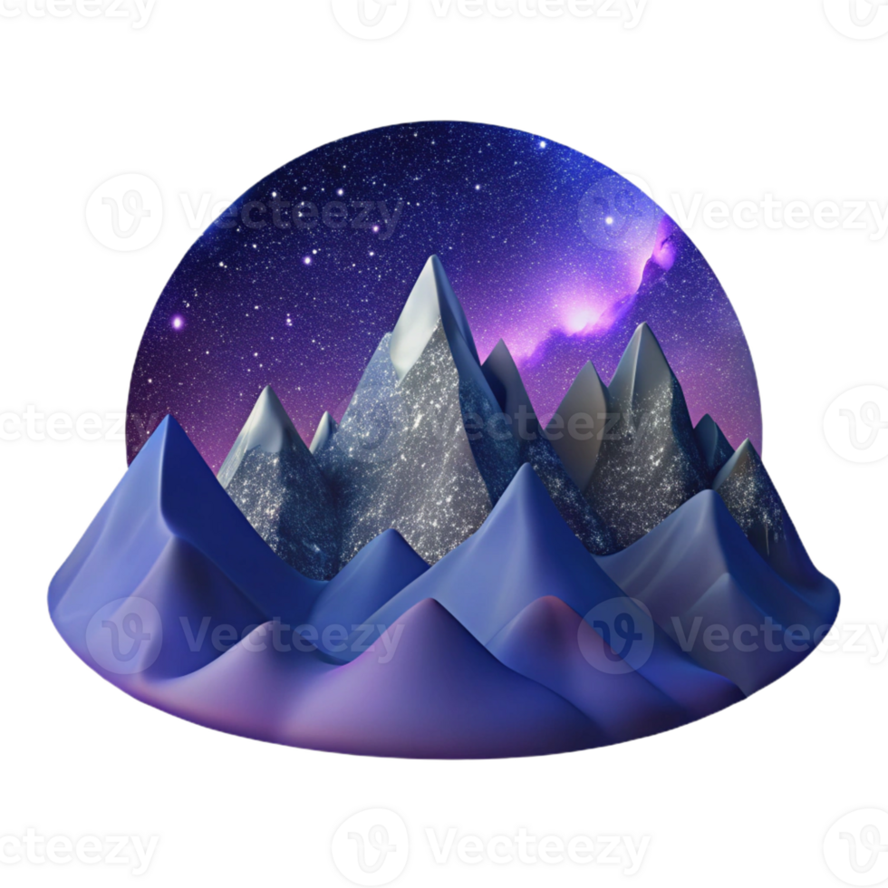 magnificent classic A mountain range silhouetted against a vibrant starry sky, panoramic view, astrophotography style authentic png