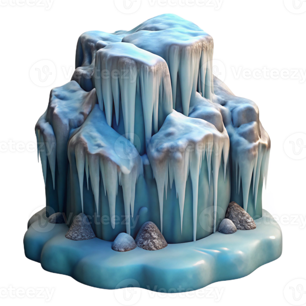 serene rustic A frozen waterfall in winter, crisp clear light, photorealistic style 4K png
