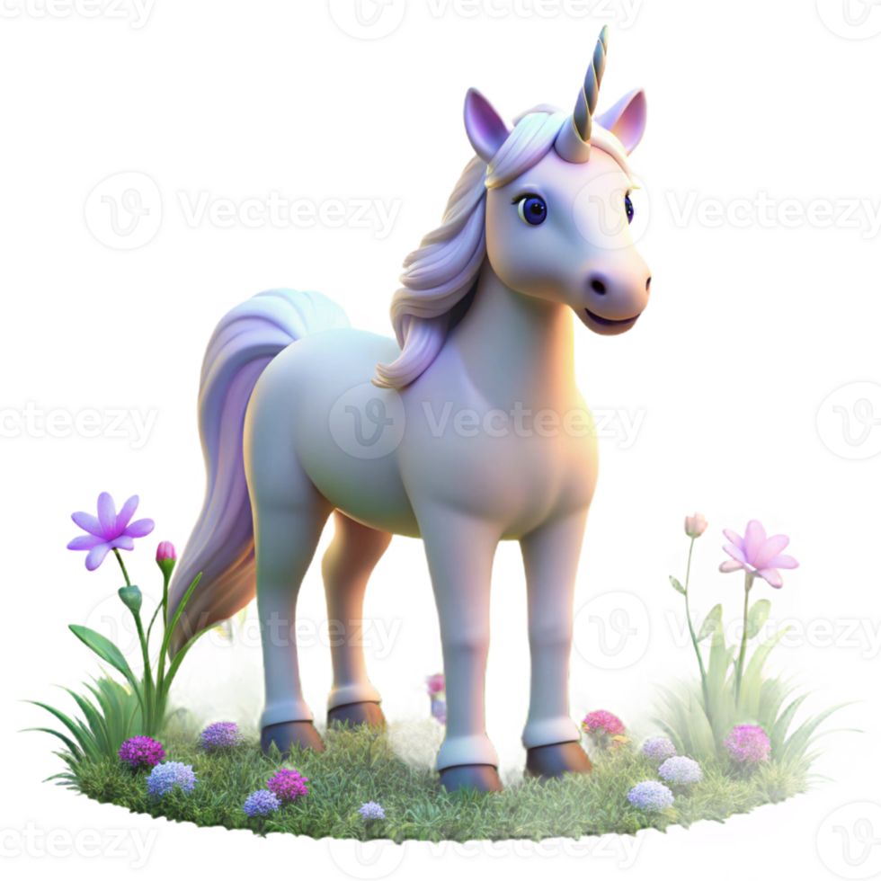 stunning modern A serene unicorn with a coat of pure white, its horn glowing with a soft, celestial light, standing in a field of glowing wildflowers. Soft, diffuse lighting. Romantic style genuine png